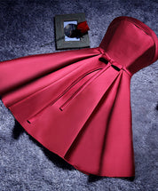 A-line Off-the-Shoulder Satin Short/Mini Homecoming Dress with Bow Detail