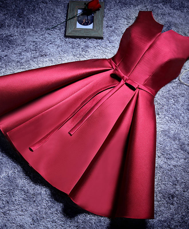 A-line Off-the-Shoulder Satin Short/Mini Homecoming Dress with Bow Detail