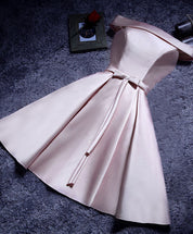 A-line Off-the-Shoulder Satin Short/Mini Homecoming Dress with Bow Detail