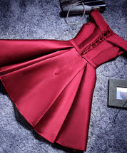 A-line Off-the-Shoulder Satin Short/Mini Homecoming Dress with Bow Detail