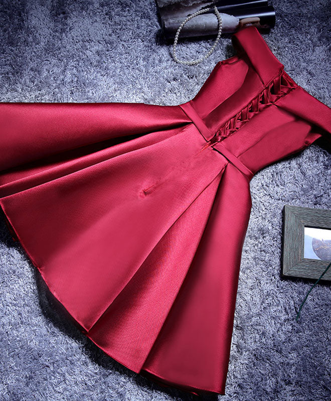 A-line Off-the-Shoulder Satin Short/Mini Homecoming Dress with Bow Detail