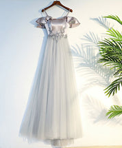 A-line Sweetheart Floor-Length Tulle & Lace Prom Dress with Lace-Up Back