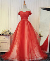 A-line Sweetheart Floor-Length Tulle Prom Dress with Lace-Up Back