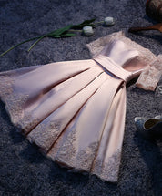 Strapless Floral Lace Satin Homecoming Dress with Pleated Skirt