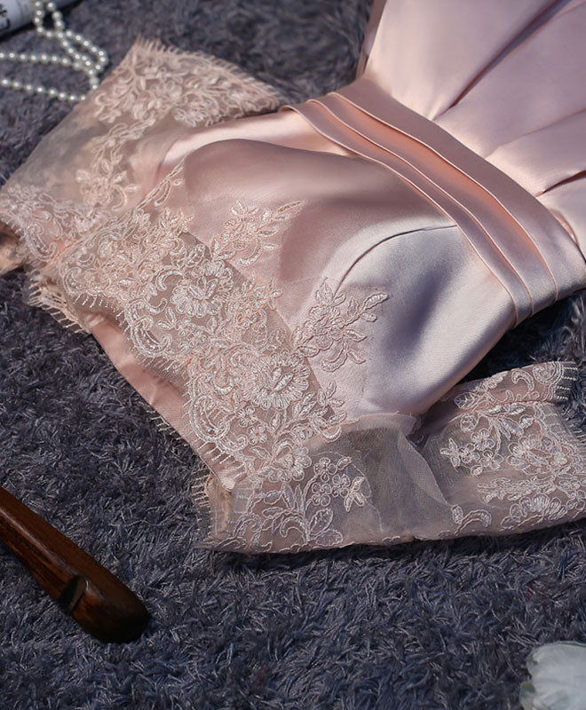 Strapless Floral Lace Satin Homecoming Dress with Pleated Skirt