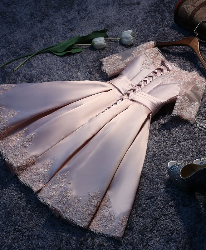 Strapless Floral Lace Satin Homecoming Dress with Pleated Skirt