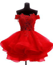 Off-the-Shoulder Floral Lace Corset Back Short/Mini Homecoming Dress