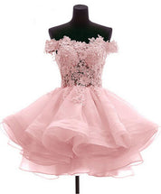 Off-the-Shoulder Floral Lace Corset Back Short/Mini Homecoming Dress
