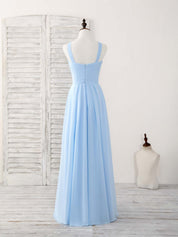 A-Line Cross Halter Neck Floor-Length Chiffon Prom Dress with Pleated Bodice