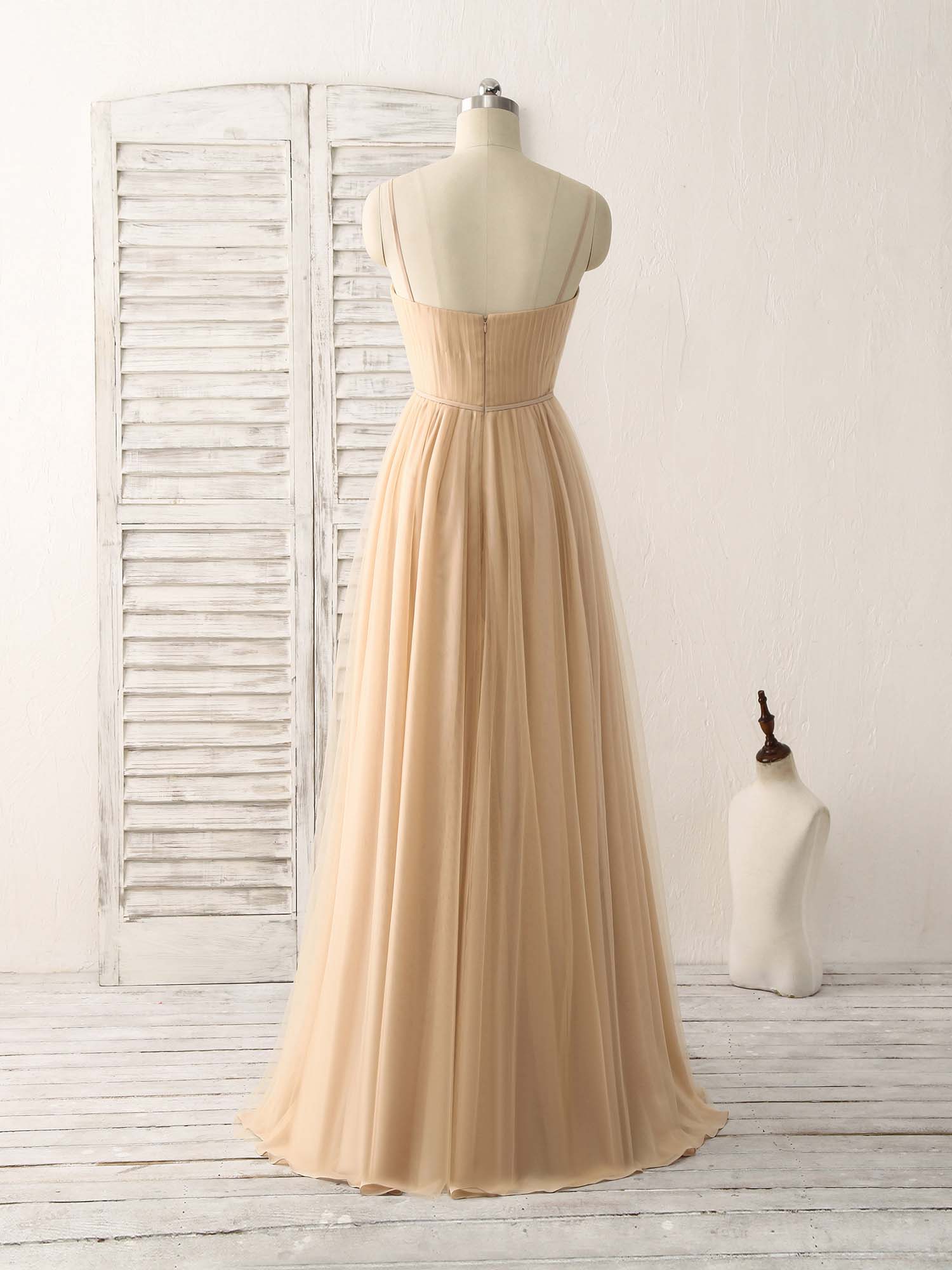 A-Line V-Neck Floor-Length Chiffon Pleated Bodice Prom Dress