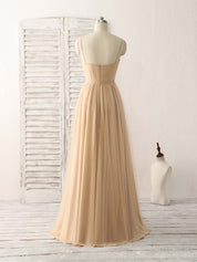 A-Line V-Neck Floor-Length Chiffon Pleated Bodice Prom Dress