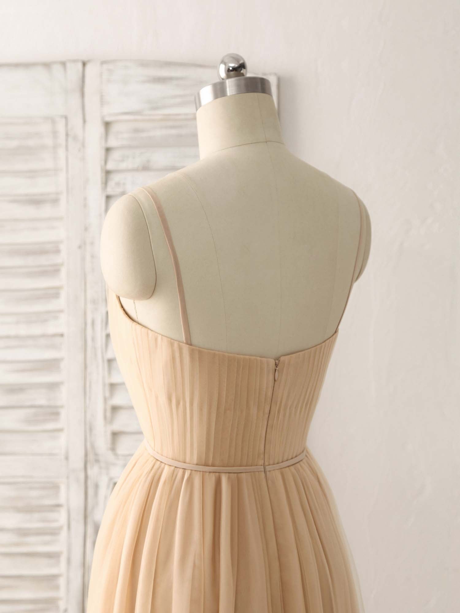 A-Line V-Neck Floor-Length Chiffon Pleated Bodice Prom Dress