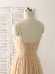 A-Line V-Neck Floor-Length Chiffon Pleated Bodice Prom Dress