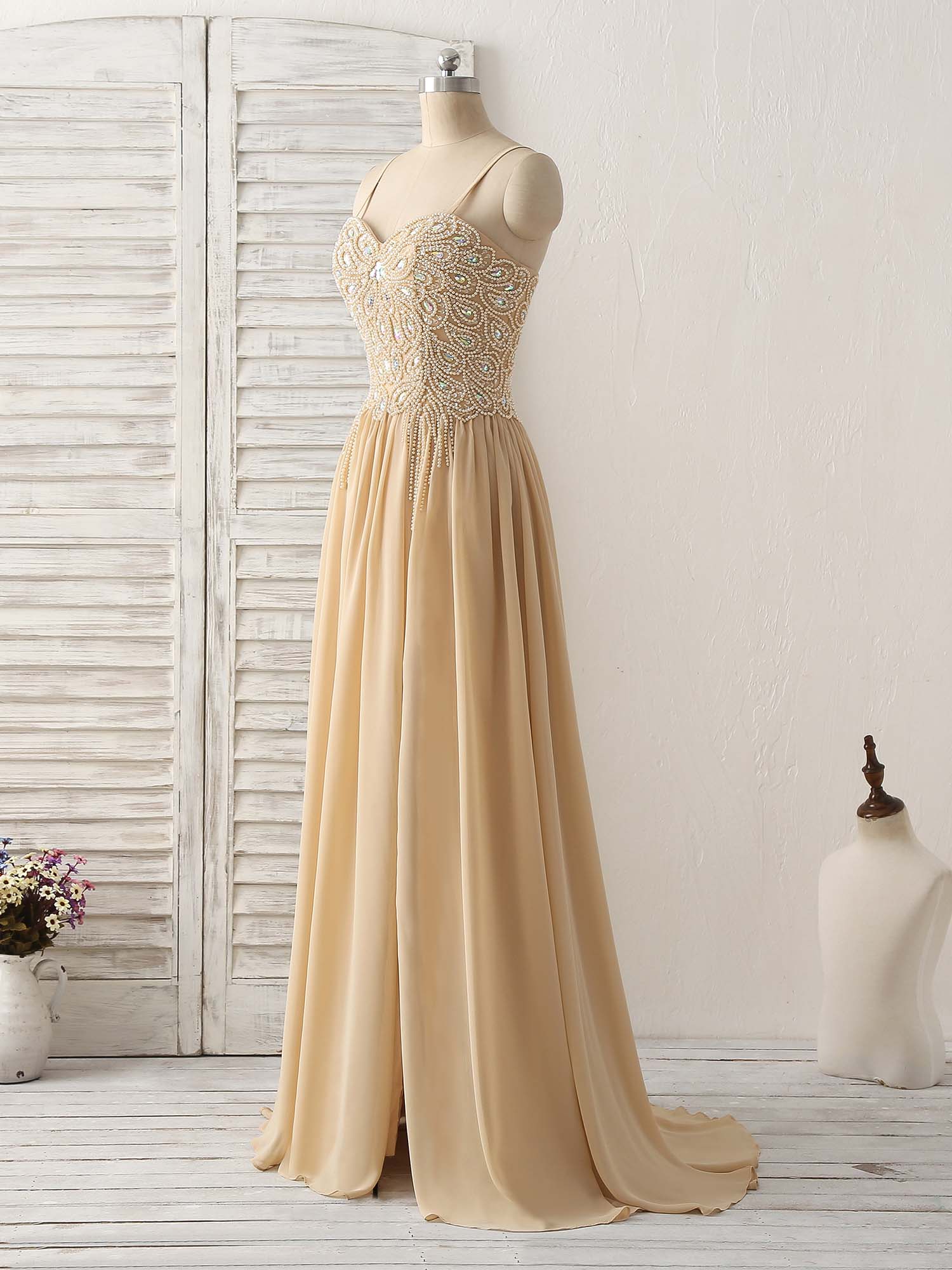 A-Line Sweetheart Neck Floor-Length Tulle Gown with Beaded Bodice Prom Dress