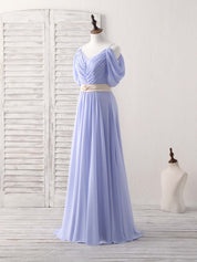 A-Line Off-the-Shoulder Floor-Length Chiffon Prom Dress with Ruched Bodice