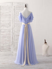 A-Line Off-the-Shoulder Floor-Length Chiffon Prom Dress with Ruched Bodice