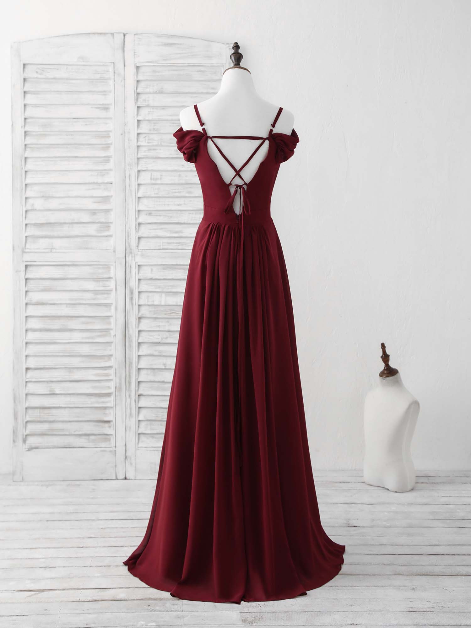 A-line Sweetheart Neck Floor-Length Chiffon Lace Prom Dress with Draped Off-Shoulder Sleeves