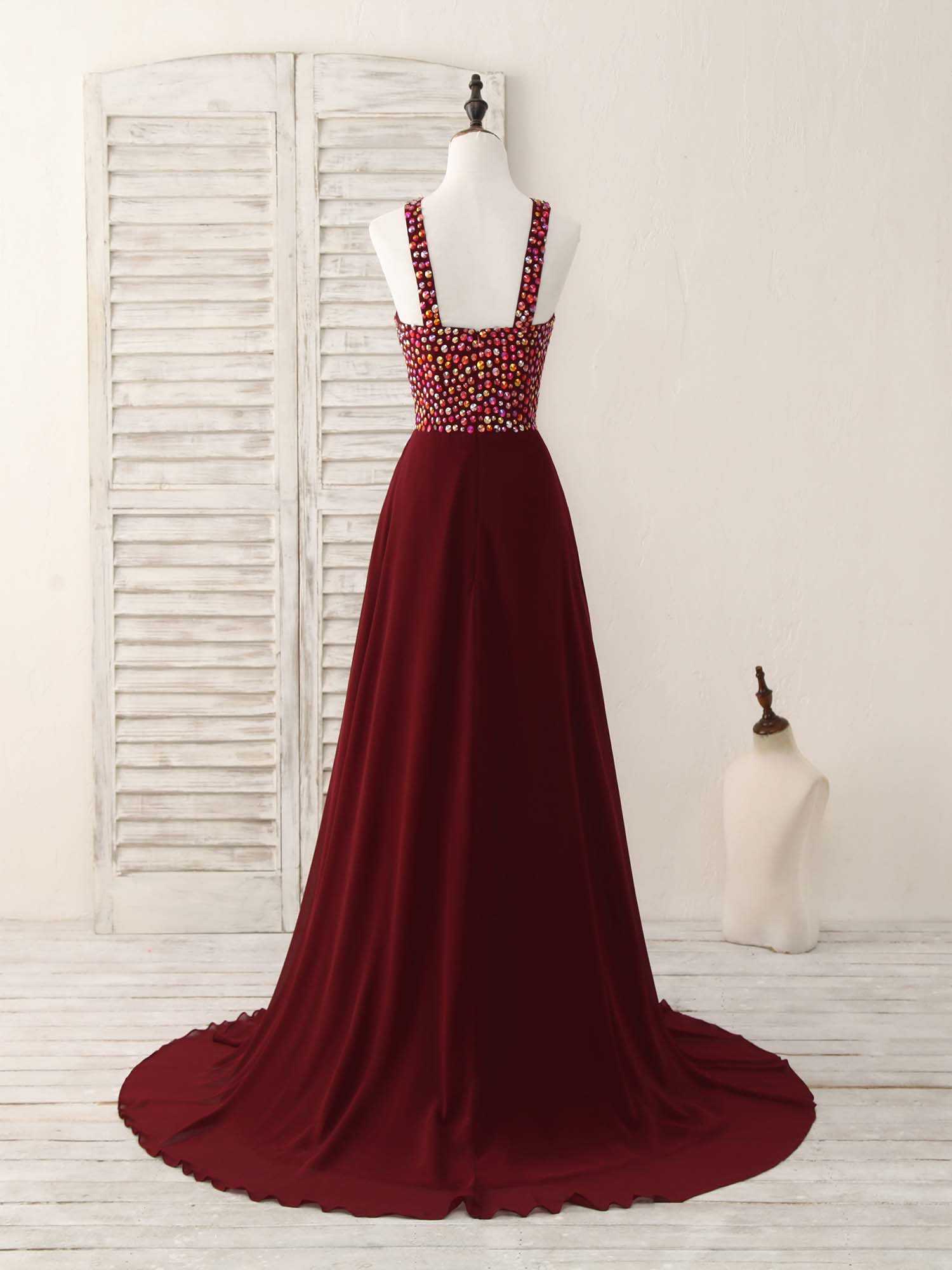A-Line Halter Neck Floor-Length Satin Prom Dress with Beaded Bodice