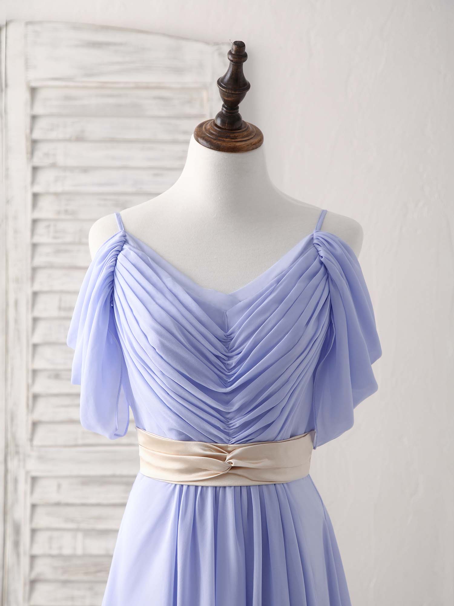 A-Line Off-the-Shoulder Floor-Length Chiffon Prom Dress with Ruched Bodice