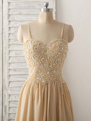 A-Line Sweetheart Neck Floor-Length Tulle Gown with Beaded Bodice Prom Dress
