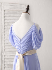 A-Line Off-the-Shoulder Floor-Length Chiffon Prom Dress with Ruched Bodice