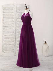 A-line Halter Neck Floor-Length Tulle Prom Dress with Sheer Overlay Bodice