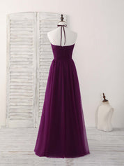 A-line Halter Neck Floor-Length Tulle Prom Dress with Sheer Overlay Bodice