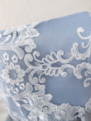 A-line Sweetheart Neck Short Tulle & Lace Homecoming Dress with Ribbon Waist