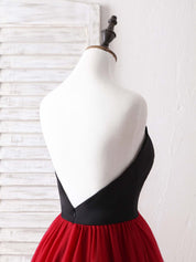 A-Line Sweetheart Neck Floor-Length Tulle & Satin Two-Tone Prom Dress