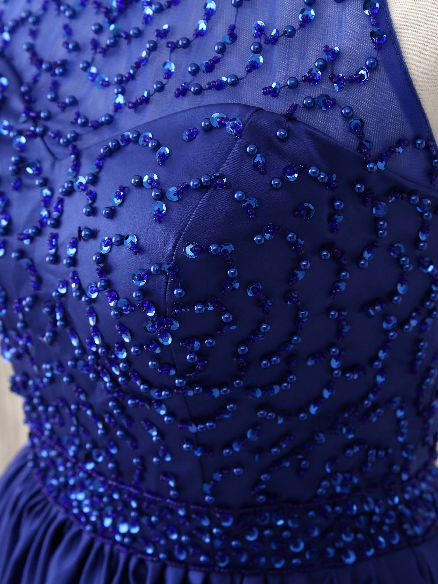 A-Line Halter Neck Knee-Length Satin Dress with Beaded Bodice Homecoming Dress