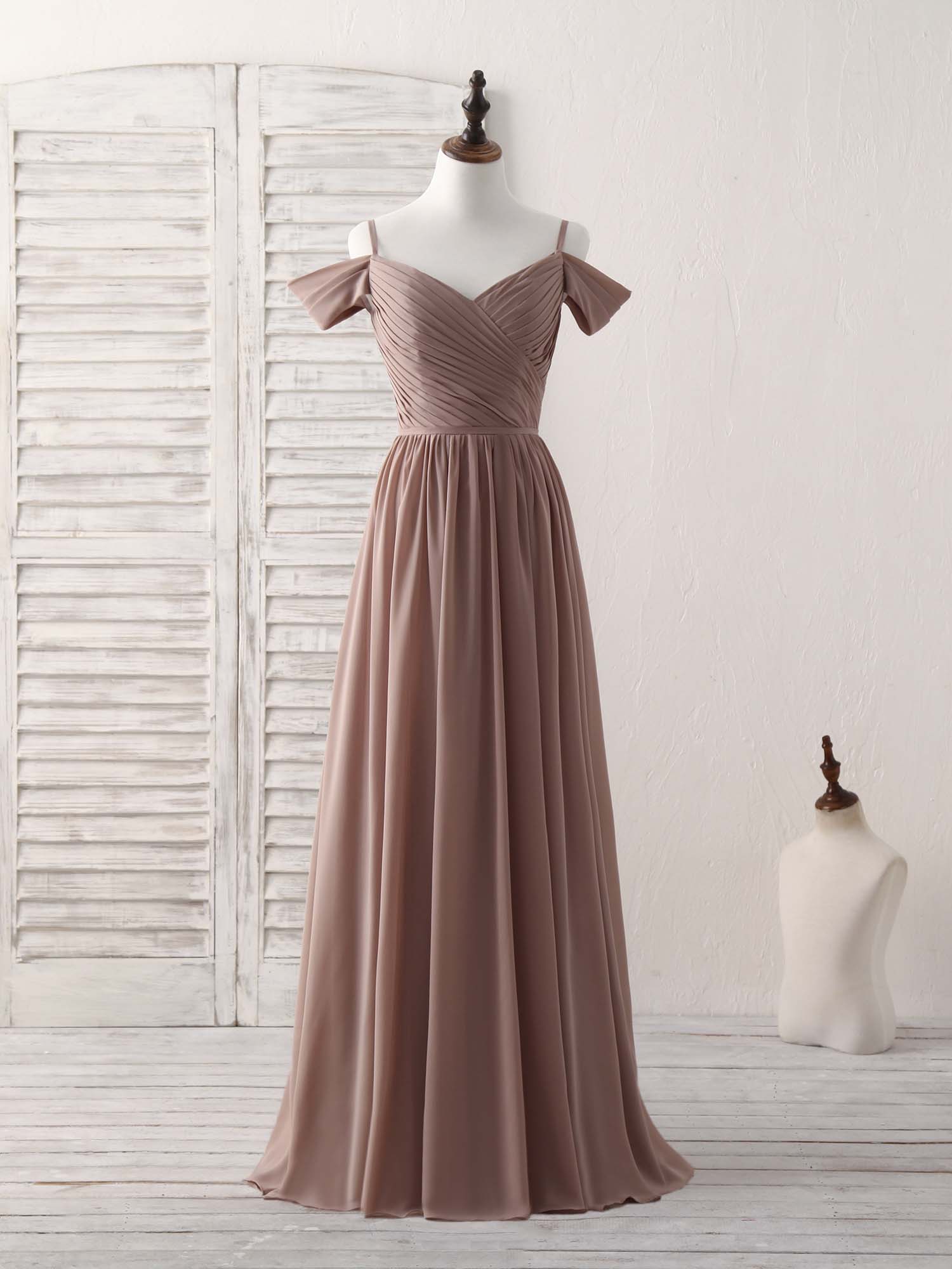 A-Line Off-the-Shoulder Floor-Length Chiffon Prom Dress