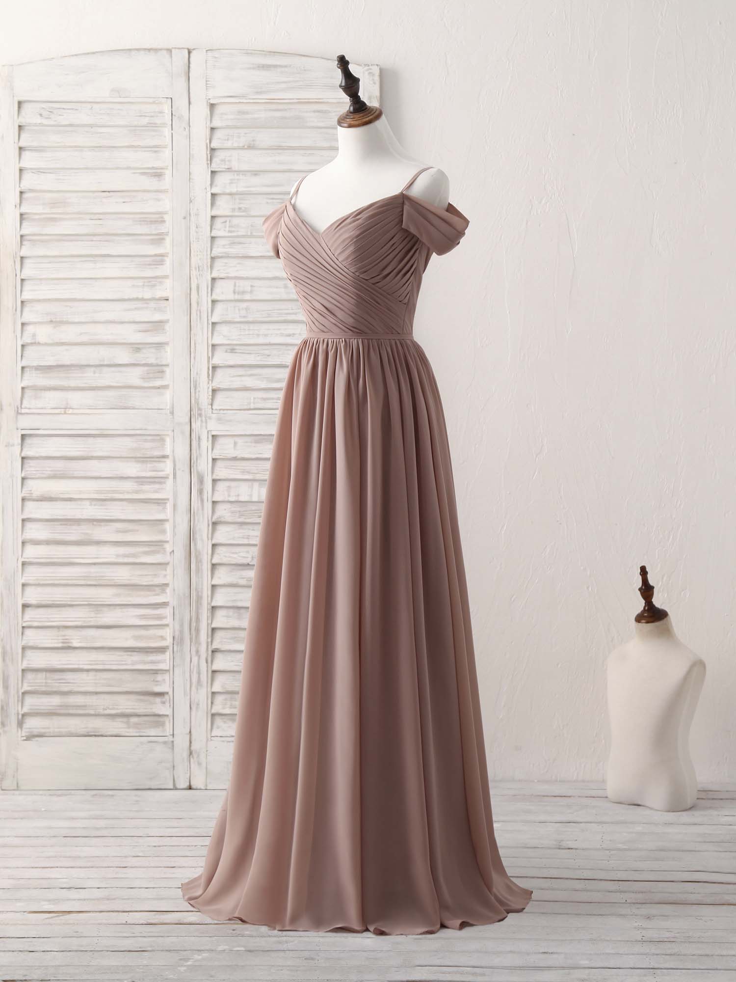 A-Line Off-the-Shoulder Floor-Length Chiffon Prom Dress