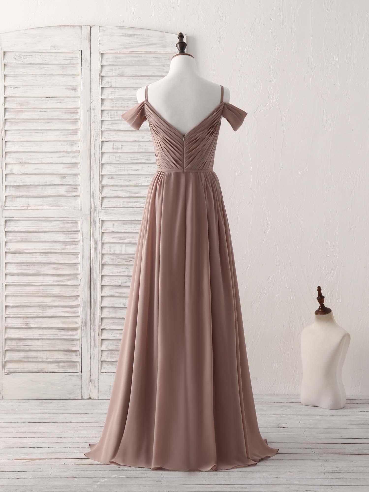 A-Line Off-the-Shoulder Floor-Length Chiffon Prom Dress