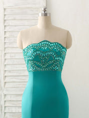 Mermaid Strapless Floor-Length Satin & Tulle Dress with Beaded Bodice Prom Dress