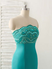 Mermaid Strapless Floor-Length Satin & Tulle Dress with Beaded Bodice Prom Dress