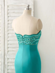 Mermaid Strapless Floor-Length Satin & Tulle Dress with Beaded Bodice Prom Dress