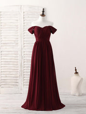 A-Line Off-Shoulder Floor-Length Chiffon Prom Dress