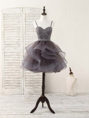 A-Line Sweetheart Neckline Short/Mini Tulle Homecoming Dress with Beaded Bodice