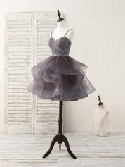 A-Line Sweetheart Neckline Short/Mini Tulle Homecoming Dress with Beaded Bodice