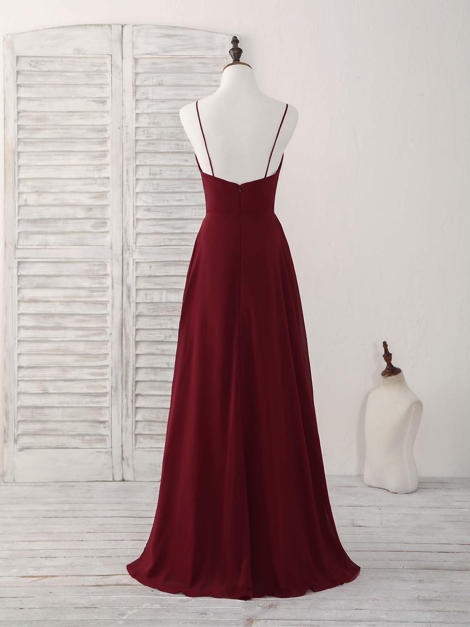 A-line V Neck Floor-Length Chiffon Prom Dress with Cascading Ruffle Detail