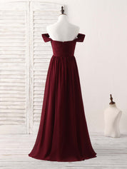 A-Line Off-Shoulder Floor-Length Chiffon Prom Dress