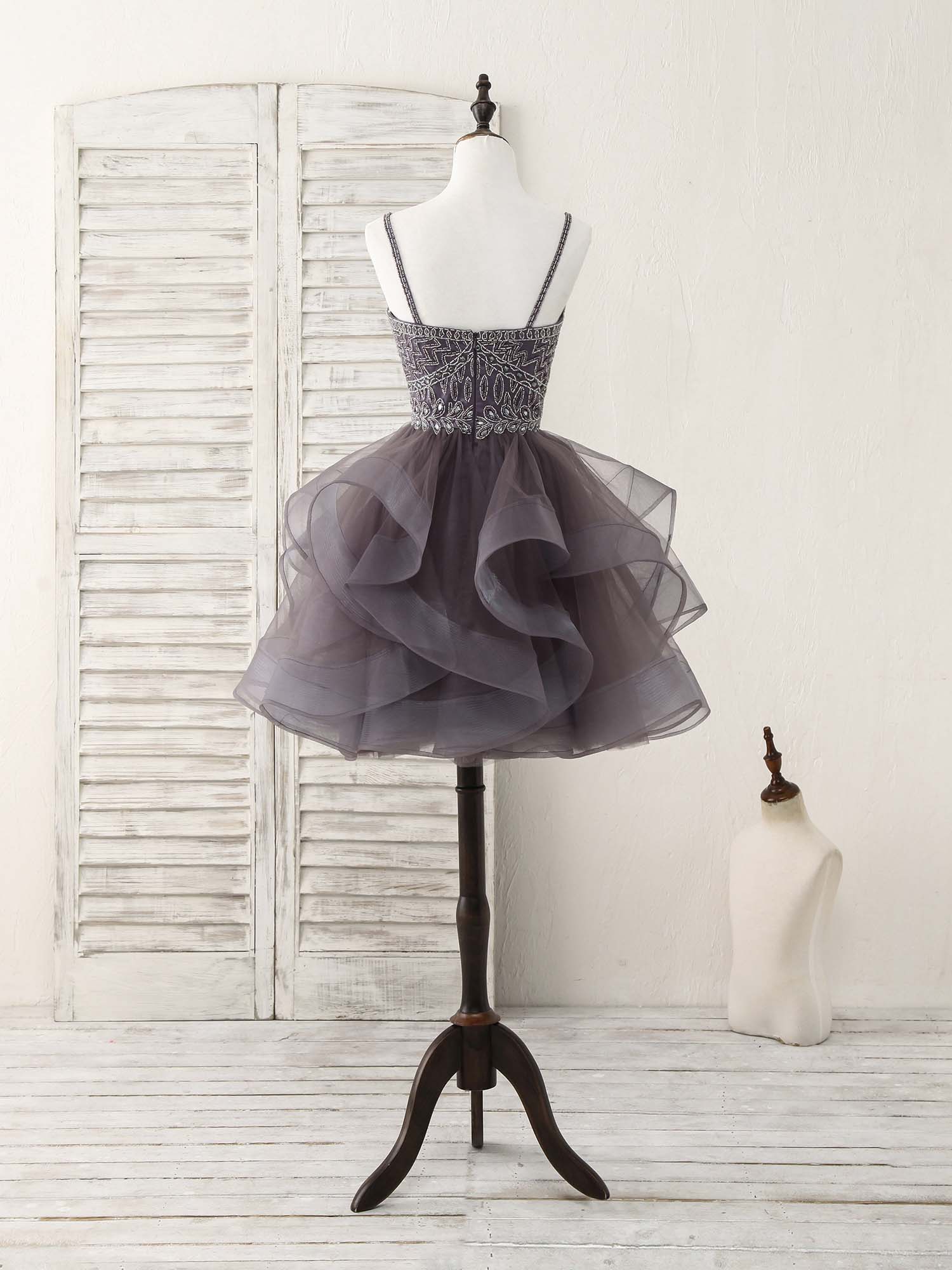 A-Line Sweetheart Neckline Short/Mini Tulle Homecoming Dress with Beaded Bodice