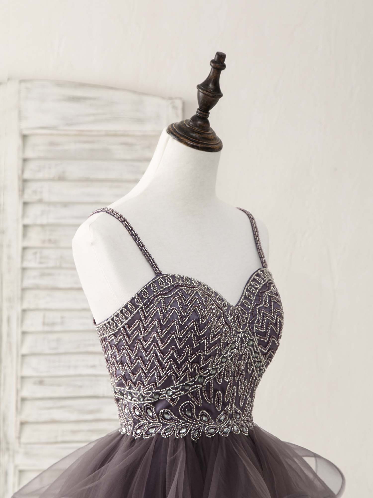 A-Line Sweetheart Neckline Short/Mini Tulle Homecoming Dress with Beaded Bodice