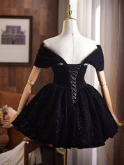 Sweet Off-the-Shoulder Velvet Homecoming Dress