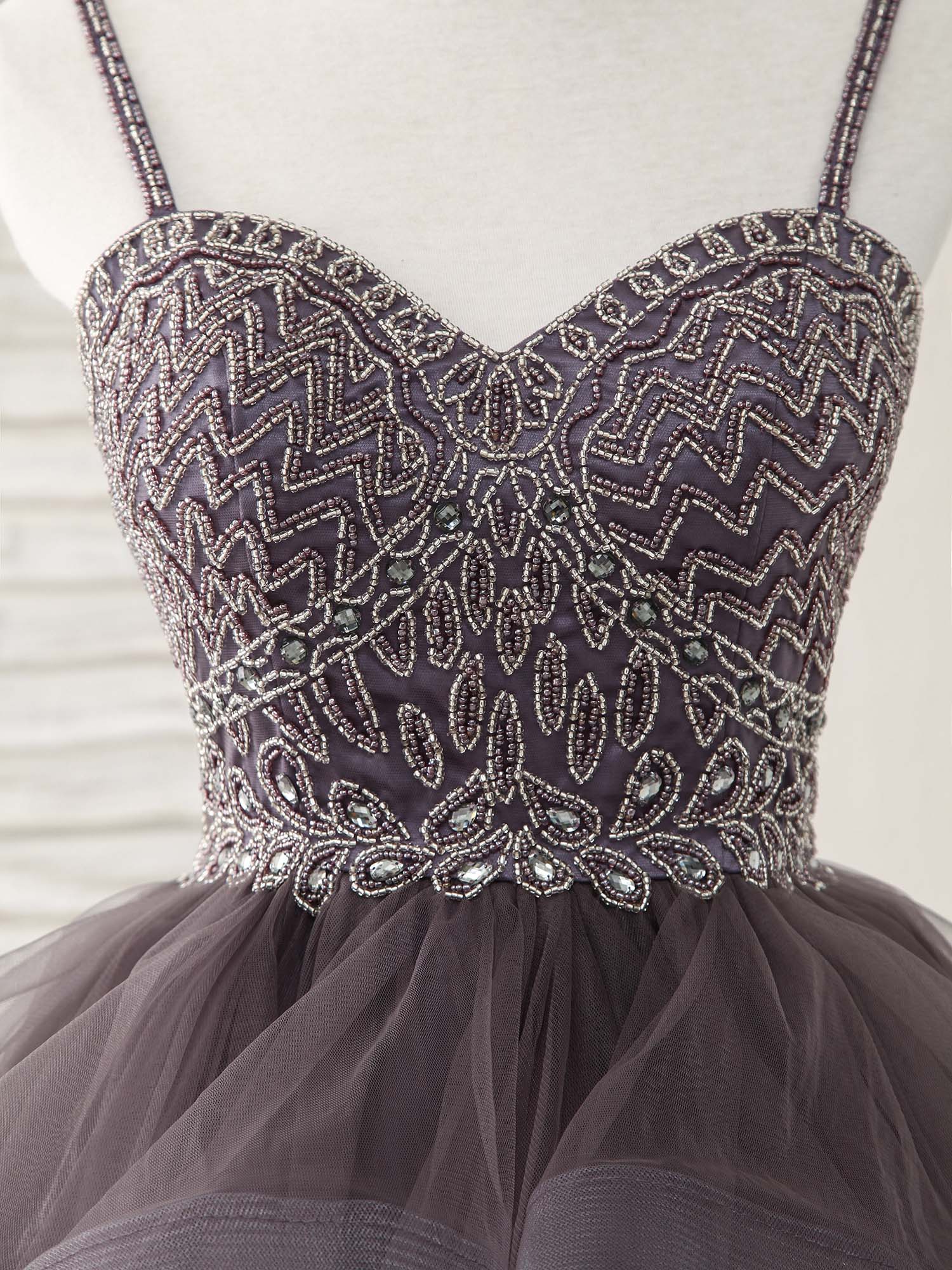 A-Line Sweetheart Neckline Short/Mini Tulle Homecoming Dress with Beaded Bodice