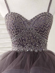 A-Line Sweetheart Neckline Short/Mini Tulle Homecoming Dress with Beaded Bodice