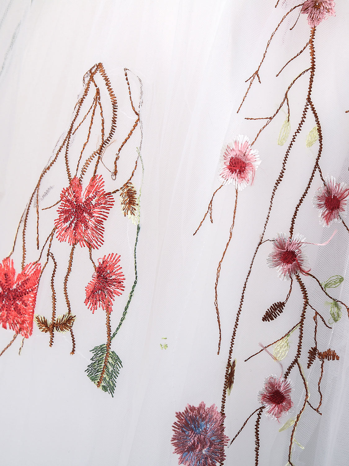 Off-the-Shoulder A-line Floor-Length White Prom Dress with Floral Embroidery and Sleeves