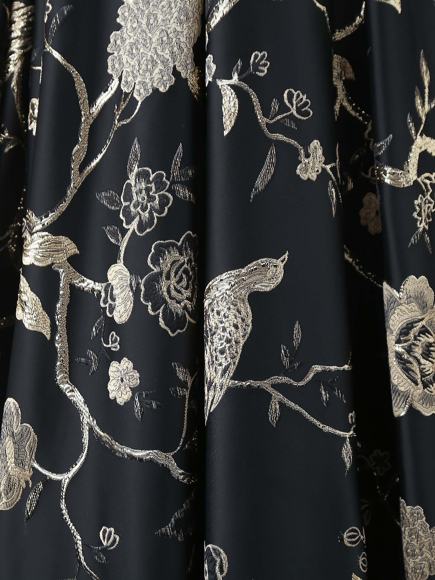 A-Line Off-the-Shoulder Floor-Length Satin Prom Dress with Jacquard Bird Pattern