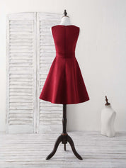 A-line Deep V Neck Knee-Length Satin Homecoming Dress with Crisscross Straps