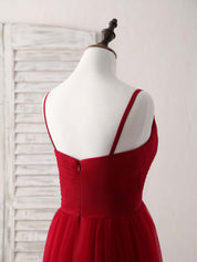 A-Line Sweetheart High-Low Tulle Prom Dress with Spaghetti Straps